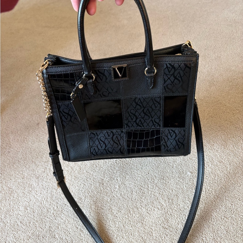 Victoria's Secret Noir Patchwork Structured Satch… - image 6